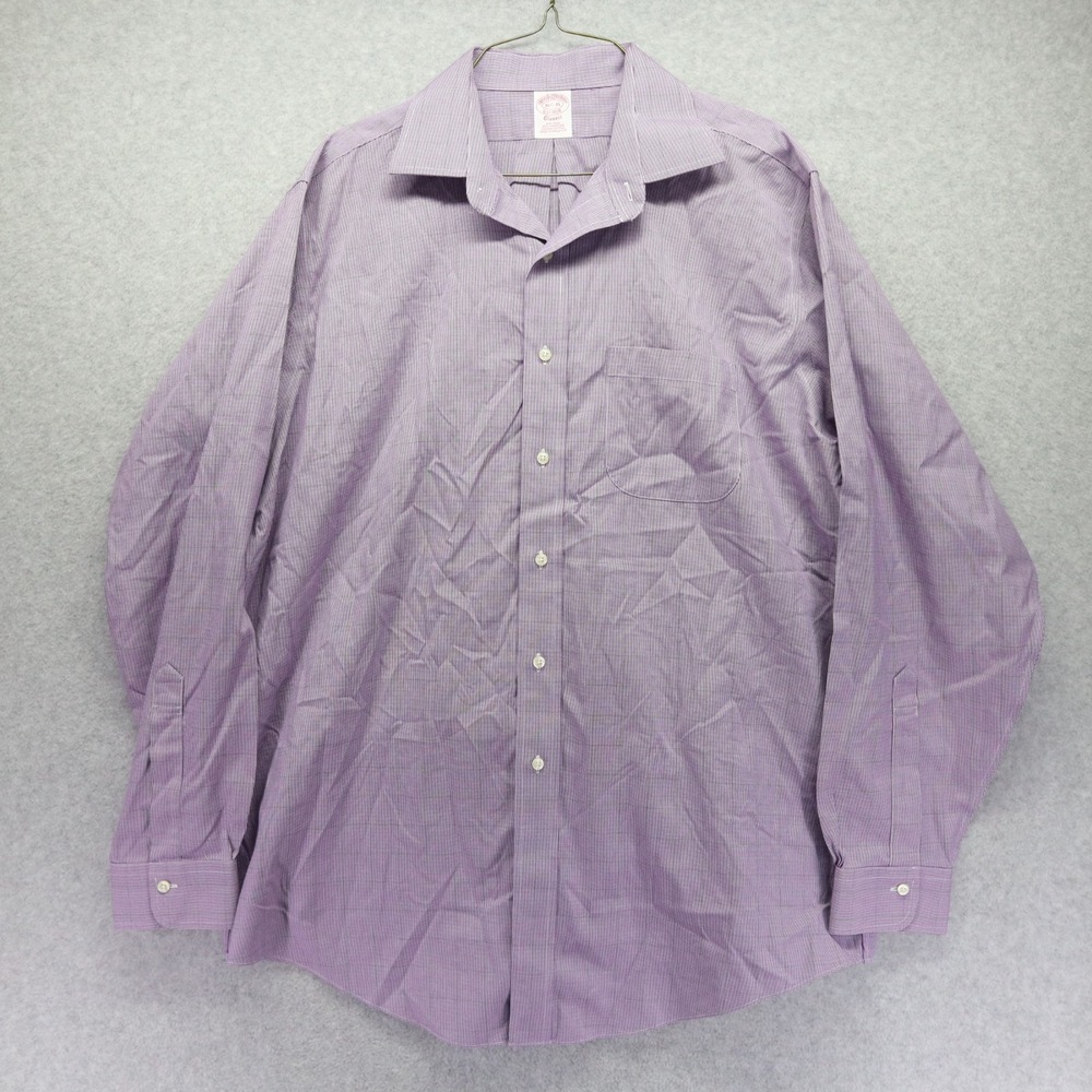 Brooks Brothers Shirt Mens 16.5-35 Classic Non-Iron Button Up Purple Long Sleeve